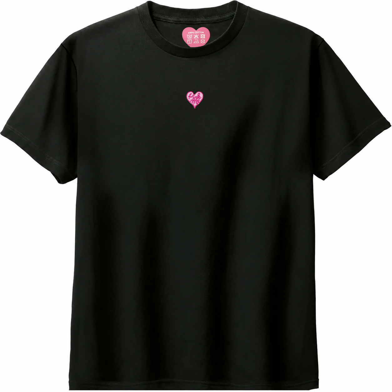 Pink Me ワンポイントTシャツ_センター_ブラック