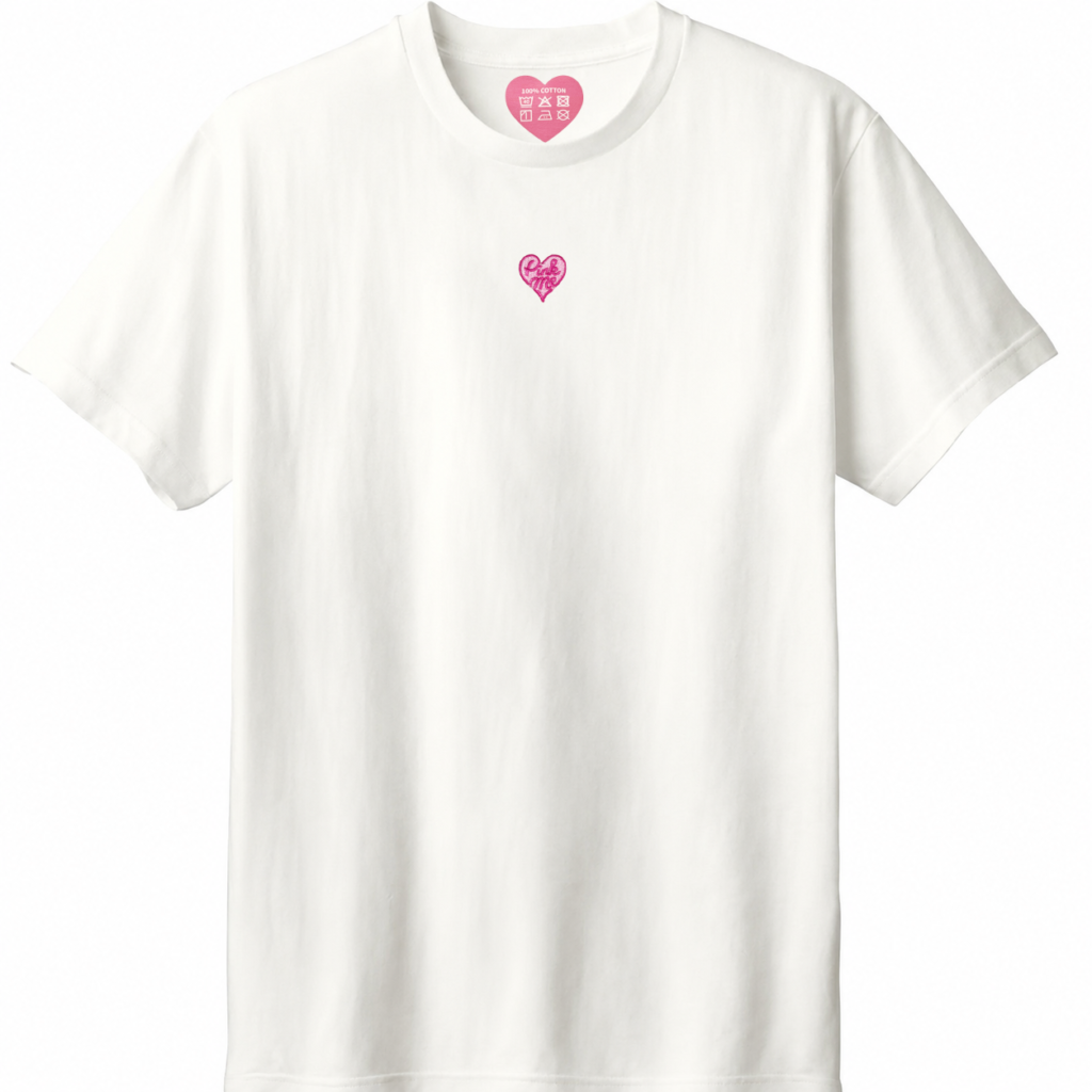 Pink Me ワンポイントTシャツ_センター_ホワイト