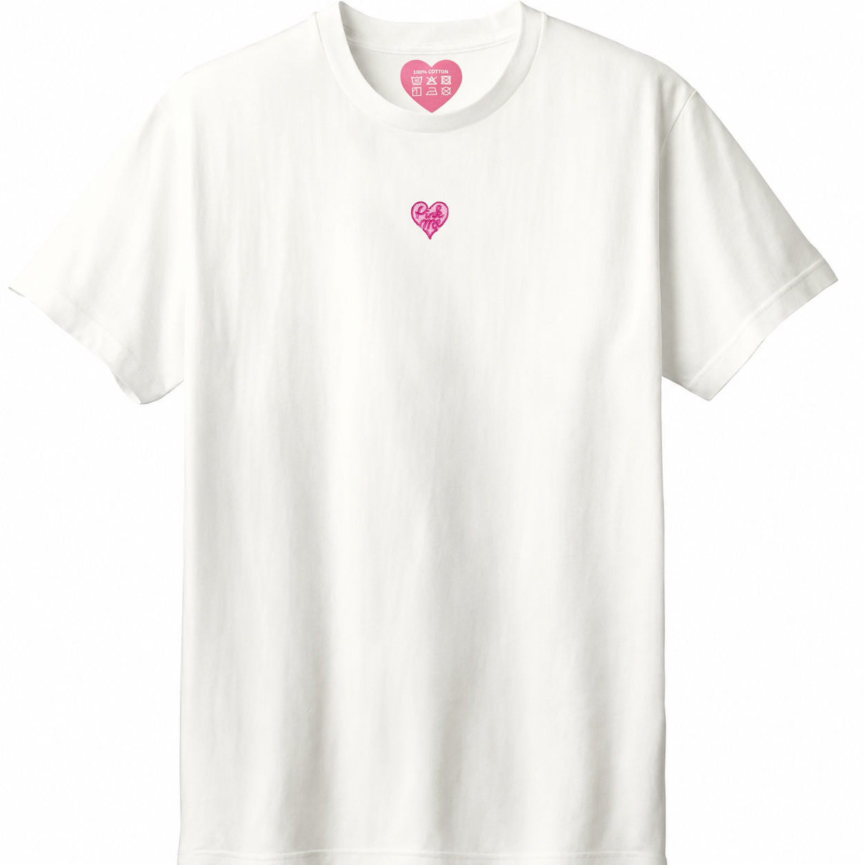 Pink Me ワンポイントTシャツ_センター_ホワイト