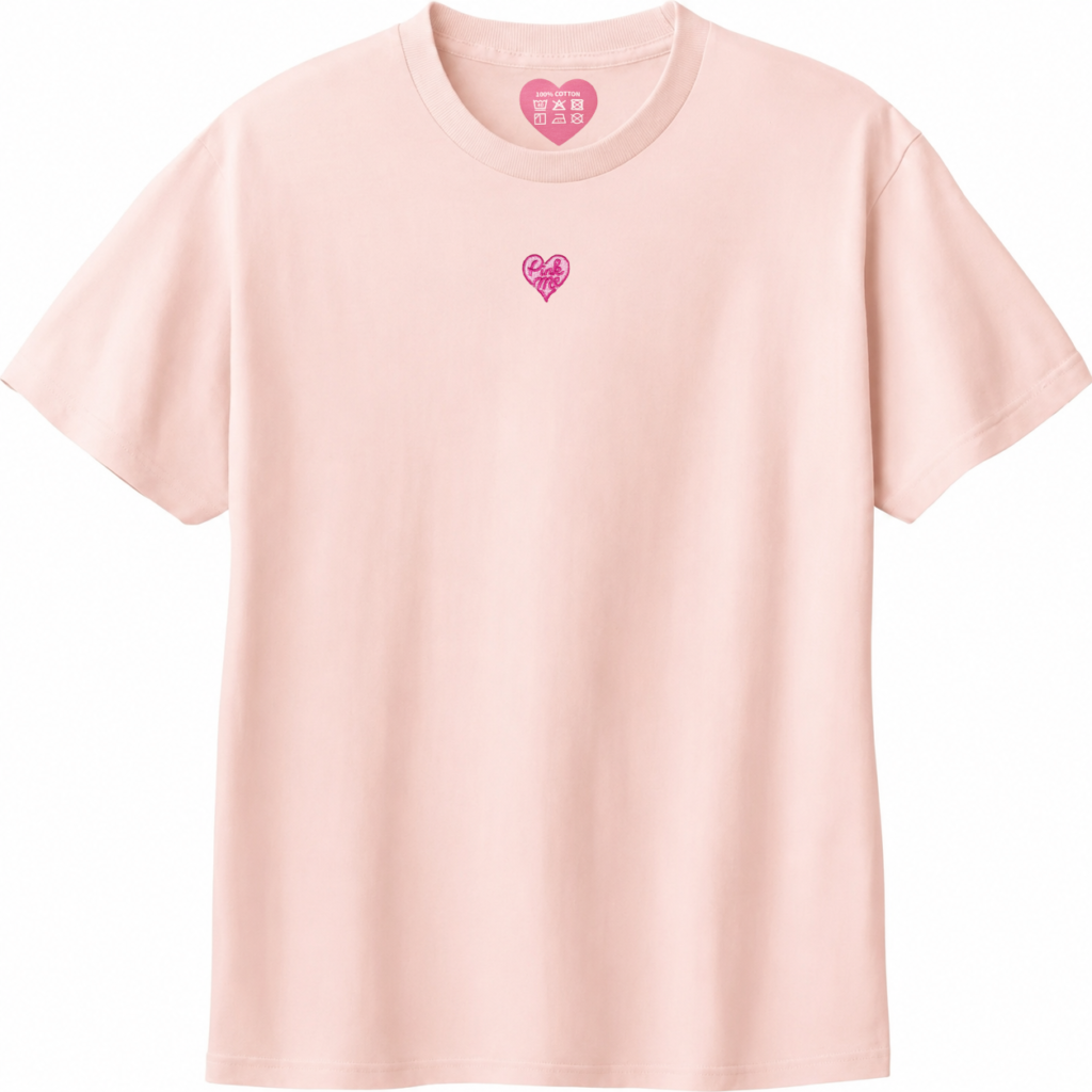 Pink Me ワンポイントTシャツ_センター_ライトピンク