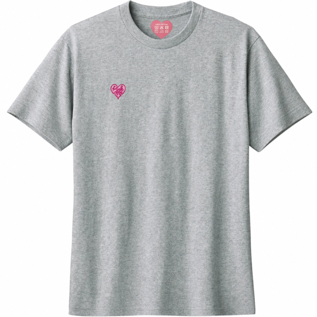 Pink Me ワンポイントTシャツ_右胸_グレー