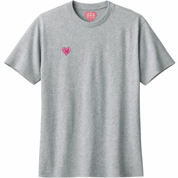Pink Me ワンポイントTシャツ_右胸_グレー