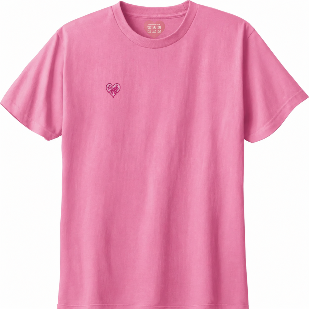 Pink Me ワンポイントTシャツ_右胸_ピンク
