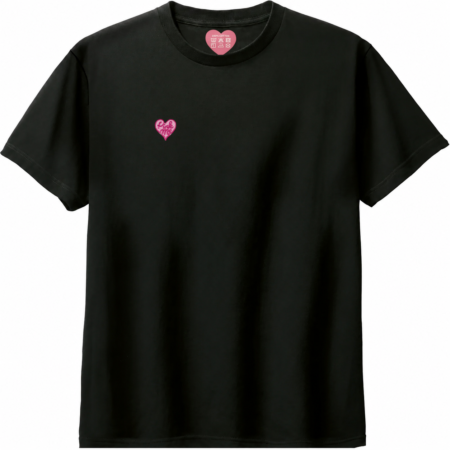 Pink Me ワンポイントTシャツ_右胸_ブラック