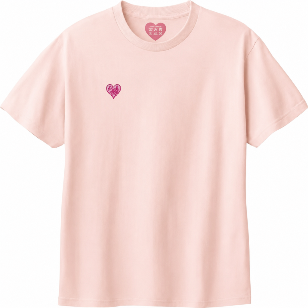 Pink Me ワンポイントTシャツ_右胸_ライトピンク