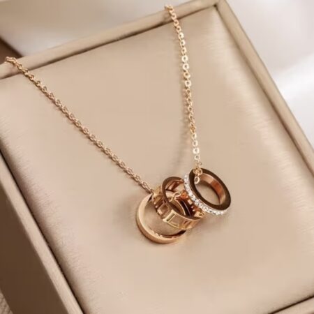 ステンレス-トリプルリングネックレスのペンダントトップイメージ