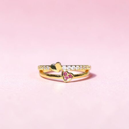 重ねづけ風ダブルハートリングのメインイメージ