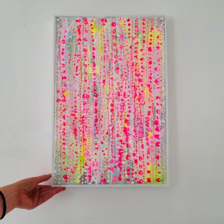 アクリル原画 抽象画 蛍光ピンク・イエローの正面イメージ